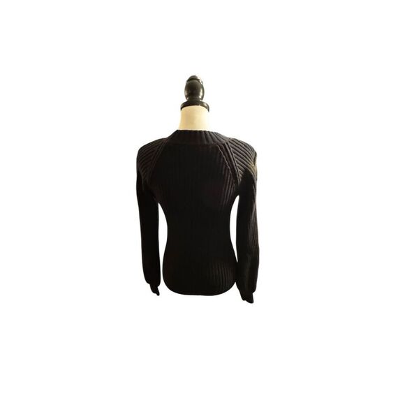 Max Studio Women's XS Black Ribbed Knit Pullover Sweater Long Sleeve - Picture 2 of 7